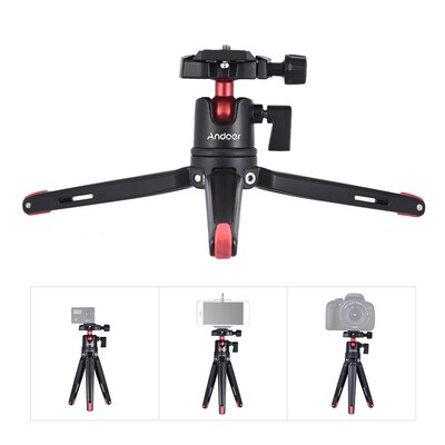 Andoer Mini Handheld Travel Tabletop Tripod Stand  with  Hea