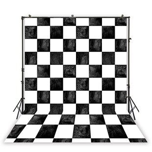 Black And White CHECKERED Pattern Backdrop Birthday Portrai