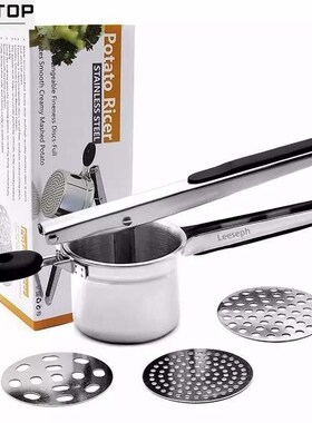 Stainless Steel Potato Ricer with 3 Interchangeable Fineness