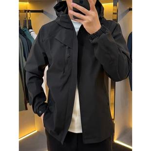 休闲百搭户外商务夹克 加棉轻奢欧货外套运动秋季 秋冬新款 连帽男士