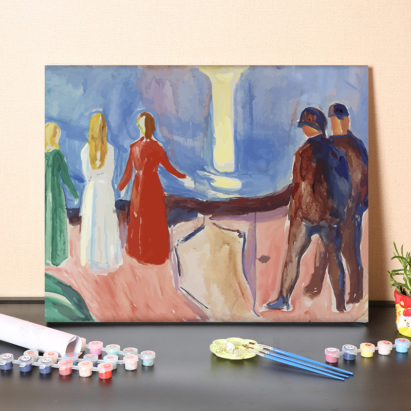 数字油画diy填充蒙克经典名画田园风景人物画像色彩艺术装饰油画