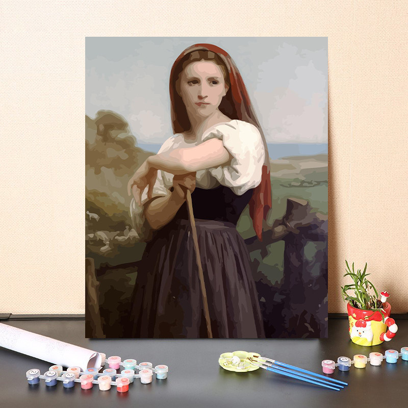 diy数字油画名人名画学院派画家布格罗欧洲女子画像手绘装饰画
