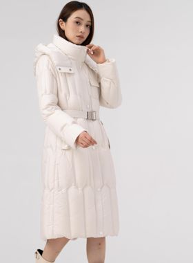 新品御寒云感连帽长款羽绒服25188