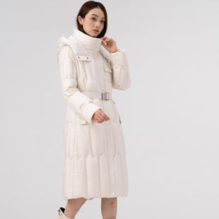 新品御寒云感连帽长款羽绒服25188