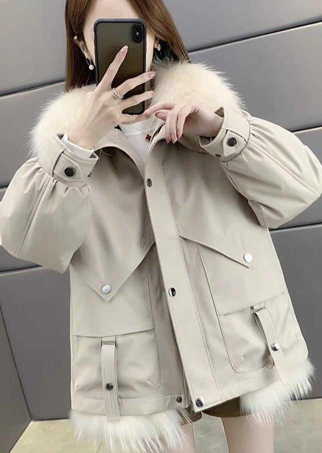 派克服2025新款女冬时尚简约狐狸毛领獭兔毛内胆皮草大衣拆卸外套,女装/女士精品,派克服,淘宝优惠券,粉丝福利购,淘宝优惠卷