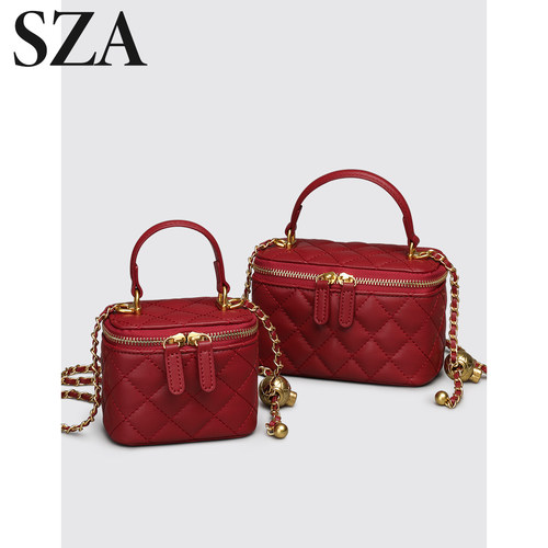 SZA盒子包菱格链条手提斜挎包