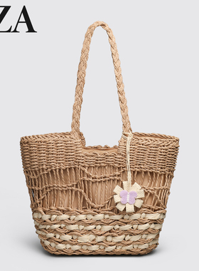 SZA法式文艺编织包女托特包夏季海边度假草编包大容量单肩沙滩包