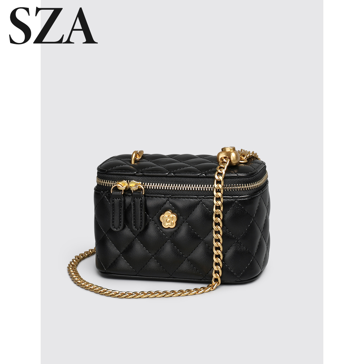 SZA菱格链条单肩斜挎小方包