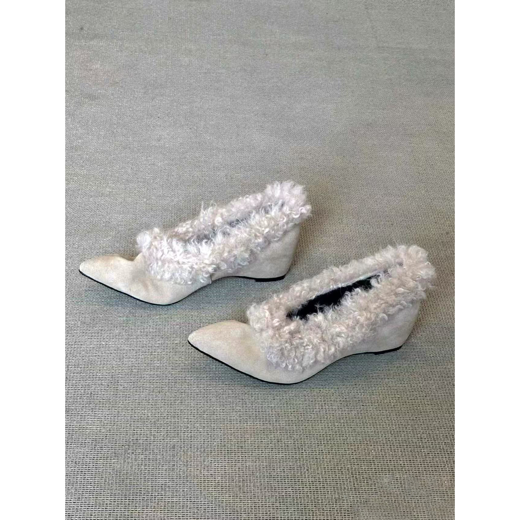 法式小尖头加绒保暖单鞋毛毛鞋女冬季新款温柔懒人一脚蹬乐福鞋子,女鞋,浅口单鞋,淘宝优惠券,粉丝福利购,淘宝优惠卷