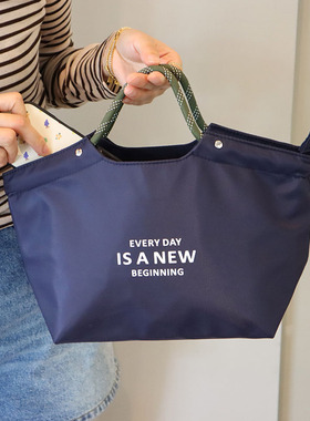 简约饭盒包手提袋子防水便当包通勤上学上班族便携保温午餐袋子