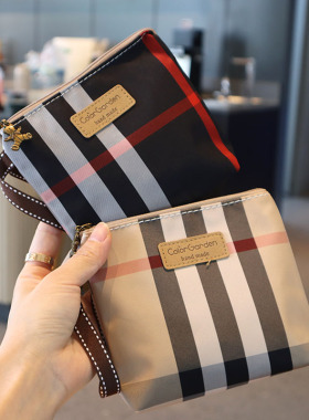 经典格纹便携随时化妆包小防水牛津布卫生棉包大容量卫生巾收纳包