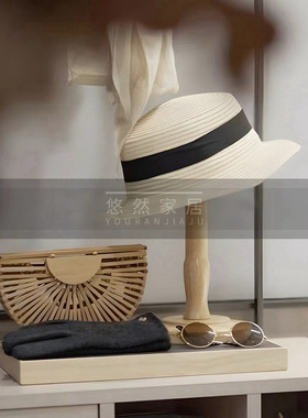 悠然家居现代新中式衣帽间女士梳妆台帽子包包摆件展厅售楼处饰品