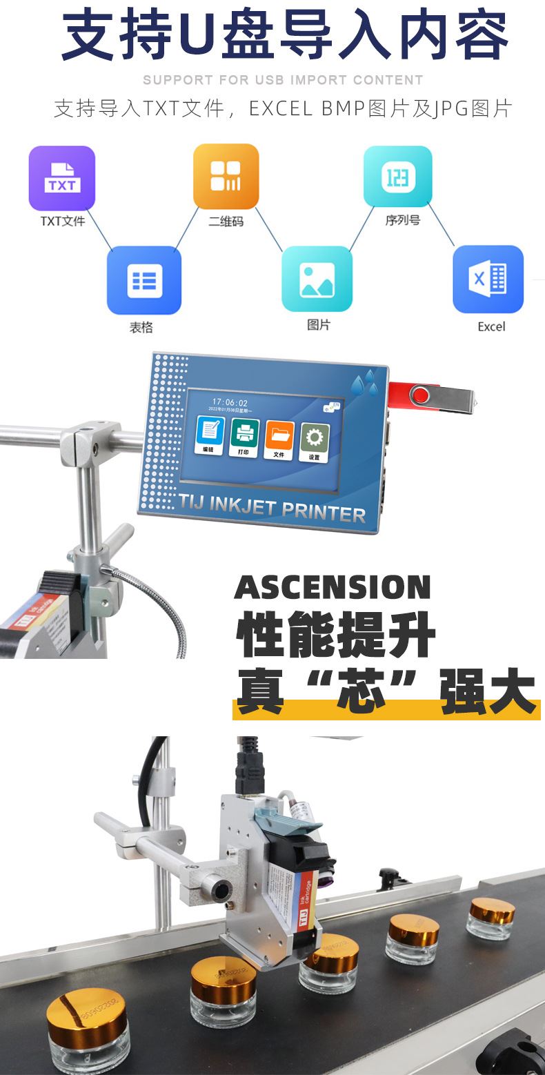 促110全自动在线式喷码机传送带分页机喷包装日期批号打码机品