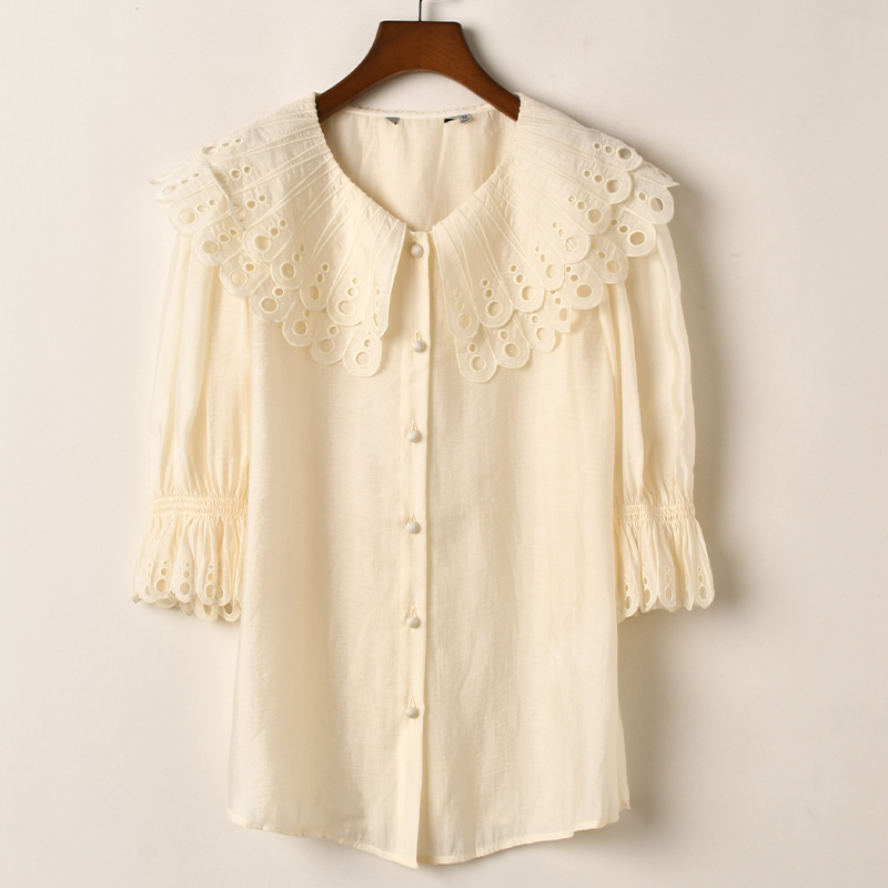 艾诺丝系列韩版百搭修身休闲宽松衬衫简约设计感黄色衬衣