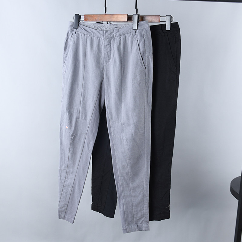 品牌折扣正品特价春款新品时尚百搭纯色舒适休闲版棉麻长裤女