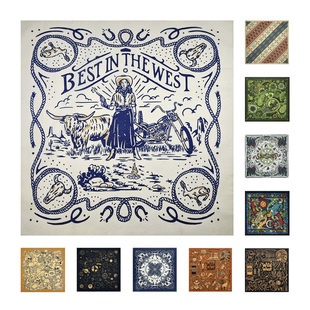 西部牛仔穿搭棉质小方巾系脖美式复古头巾阿美咔叽领巾机车裤巾男