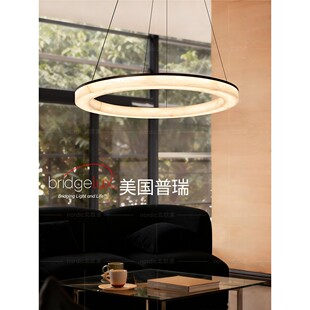 云石纹意式极简客厅吊灯轻奢高级感大厅卧室主灯高档圆环餐桌灯具