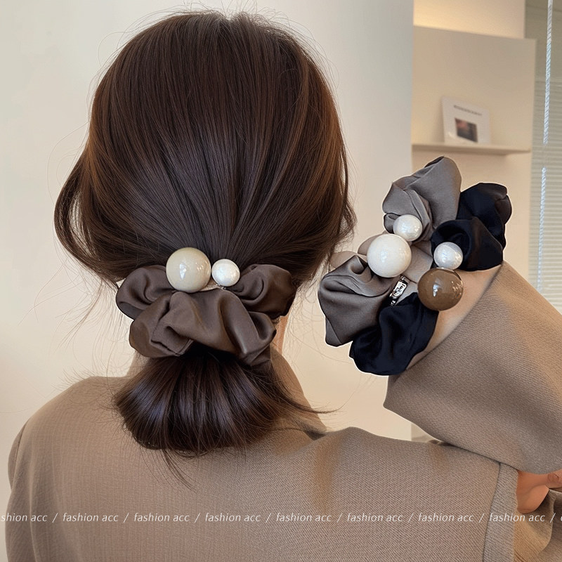 气质珠珠低丸子头发圈头绳女高级感洋气时尚扎头发皮筋不勒头头饰,饰品/流行首饰/时尚饰品新,发饰,淘宝优惠券,粉丝福利购,淘宝优惠卷