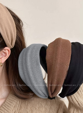 日常外戴宽边发卡发箍女2025新款秋冬高颅顶灰色发带压发头箍头饰