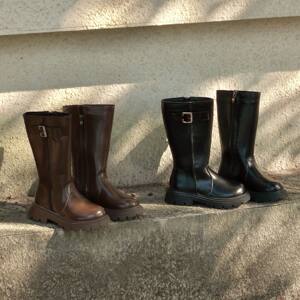 儿童复古时装靴高筒童鞋加绒女童冬季保暖侧拉链 PL059