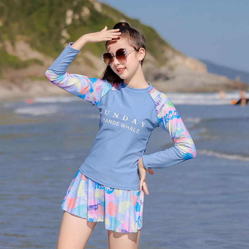 儿童泳衣女童分体夏短袖长袖防晒ins风新款中大童温泉女孩游泳衣|ruв категории движение/йога/фитнес/фанаты товаров, плавание, детей купальник/брюки - от Buy2taobao.com для оказания профессиональной услуги покупки агента Taobao