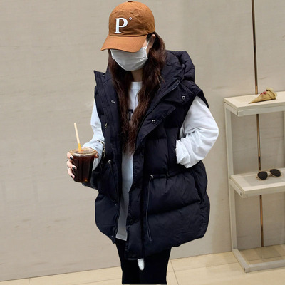 连帽羽绒棉马甲女款宽松