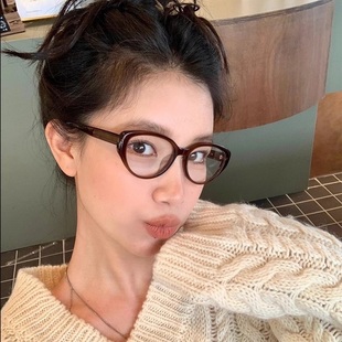 大媛家Sunny 饰可配有度数复古素颜茶色眼睛防蓝光 眼镜框女近视装