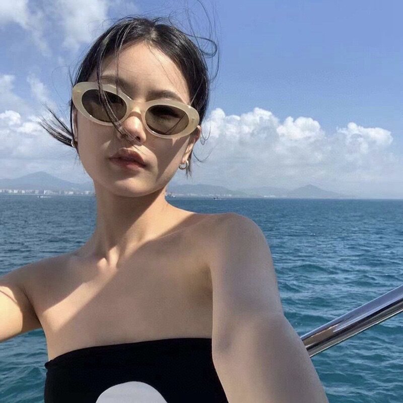 大媛家Sunny 韩版墨镜女高级感jennie同款复古椭圆圆脸墨镜太阳镜