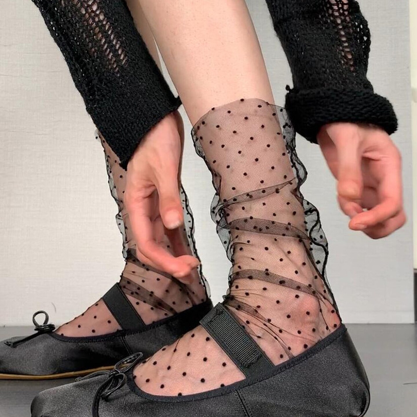 夏季薄款网纱波点仙女袜透明白色丝袜蕾丝lolita圆点单鞋堆堆袜