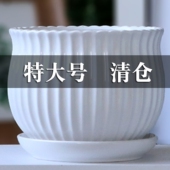 花盆陶瓷大号特大特价 清仓带托盘桌面绿萝吊兰家用小多肉花盆白色