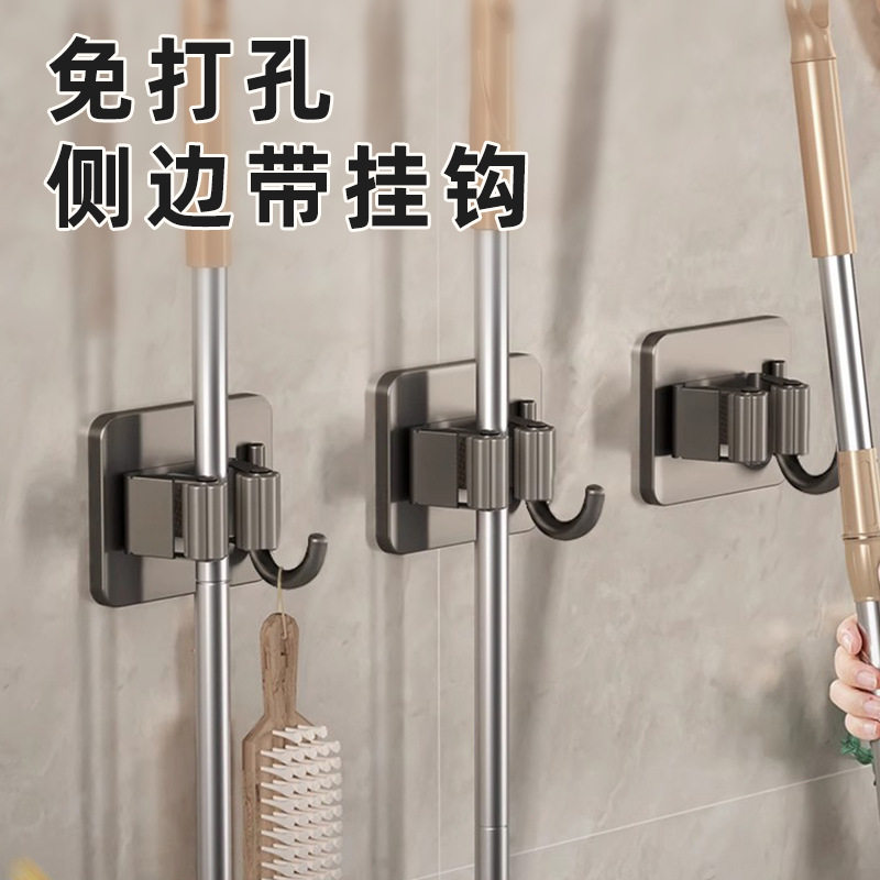 拖把挂钩免打孔卫生间收纳钩子粘钩承重挂架强力粘胶壁挂无痕夹