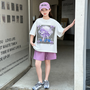 潮装 时尚 儿童舒服潮款 痞帅 甜美中裤 套装 上衣短裤 女童夏百搭新品