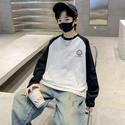 薄款长袖t恤男童男生潮酷新品潮服潮流韩范炸街春秋帅气精致韩系