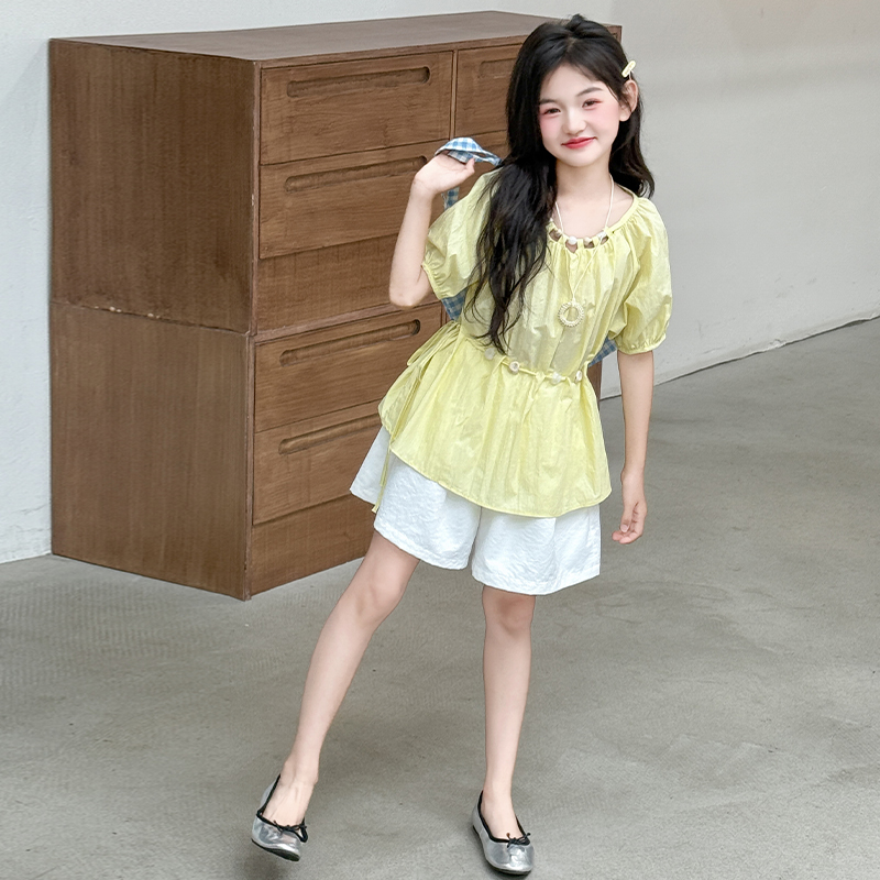 女童短裤夏季套装超好看时尚精致休闲裤宽松五分裤甜美甜酷潮流