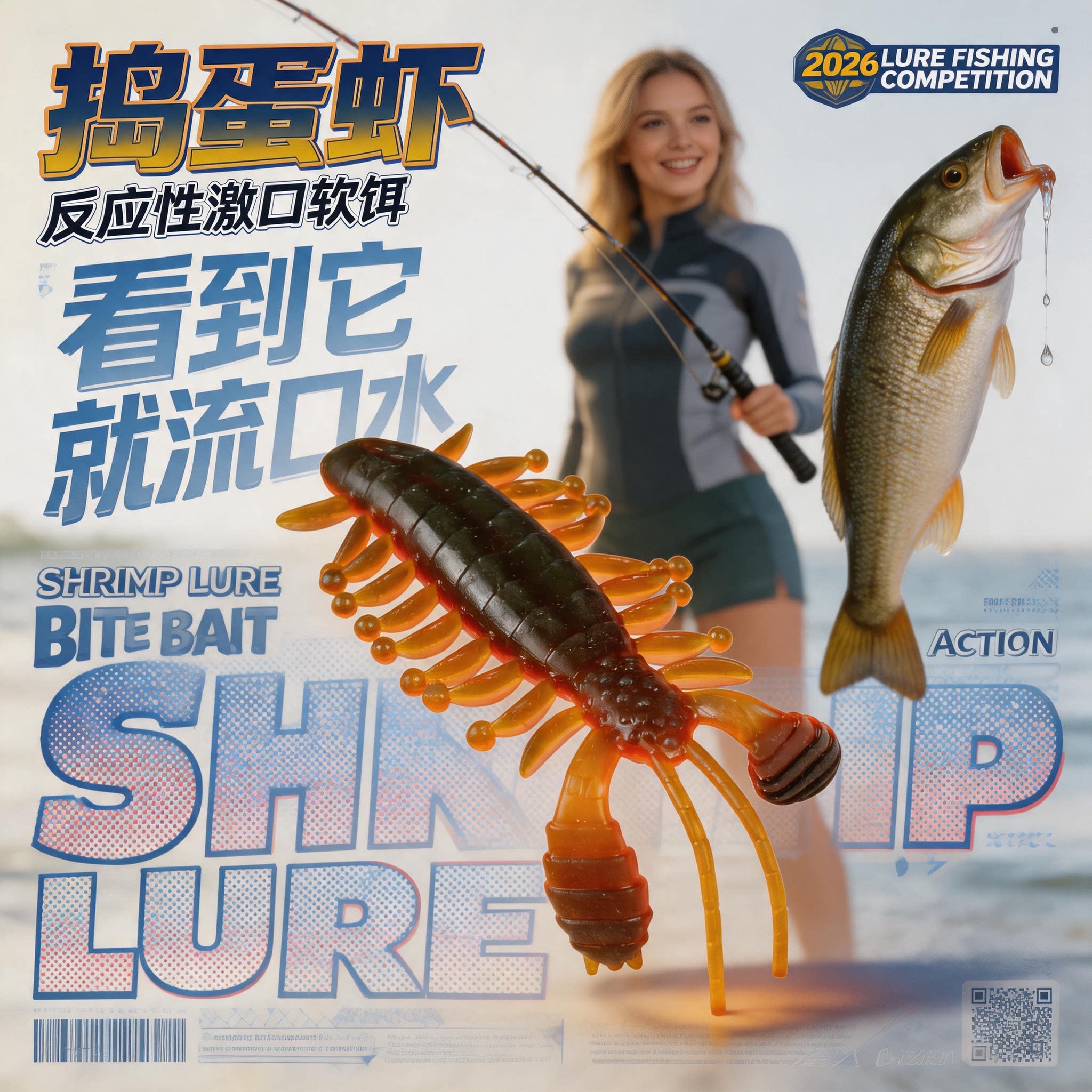 正品捣蛋虾路亚假饵软饵浮水虾淡水鲈鱼钓鳜鱼翘嘴鲶鱼黑鱼铅头钩