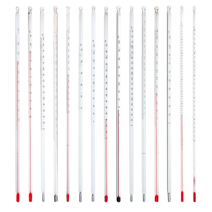 酒精/水银温度计 耀华包检老式工业用酒精红水水银玻璃棒式防摔温度计精准精密高精度30CM 0-50/100/200/300