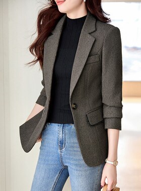 灰色西装外套女秋季m2o024新款气质高级感休闲上衣今年流行爆款西