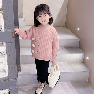 女童毛衣b秋冬季k2023新款加厚女宝宝冬款儿童装网红洋气冬装针织