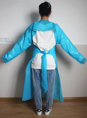 一次性带袖CPiE拇指袍加厚防护服防水围裙塑料清洁反穿衣美发隔离