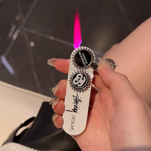 Stussy图西金属防风粉色火焰打火机火机创意礼物循环充气
