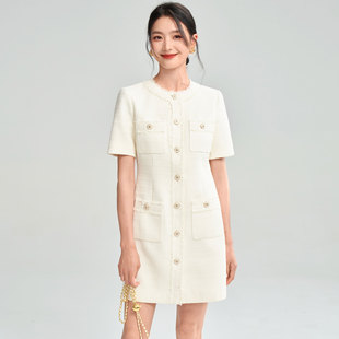 26春夏法式千金名媛气质小香风流苏短袖收腰正式场合连衣裙