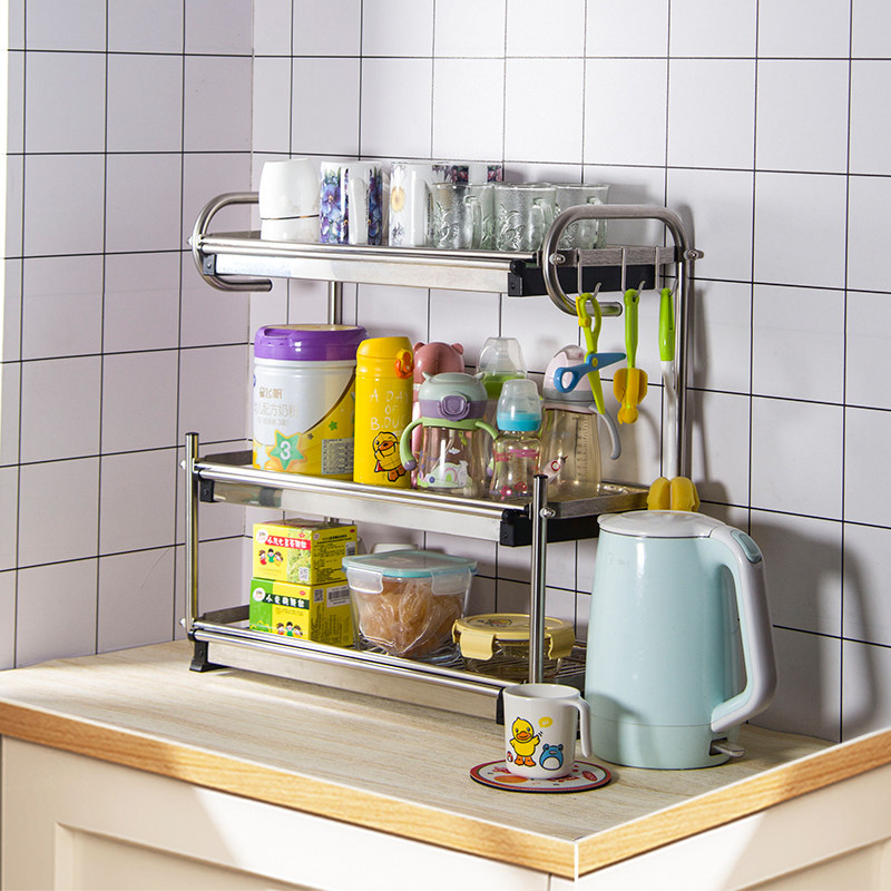 厨房置物架 304不锈钢防锈沥水杯架多层收纳整理茶杯水壶放置壁挂