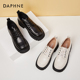 小皮鞋 Daphne 真皮厚底乐福鞋 女加绒大头鞋 达芙妮女鞋 2021秋冬款
