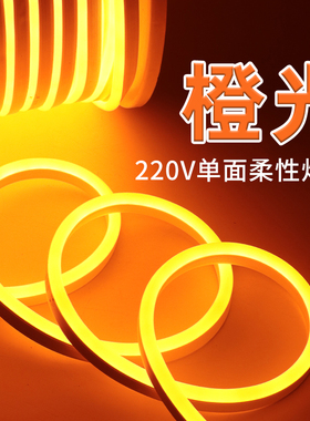 220v橙色灯带led灯条伏橘黄色桔色灯条无暗区高亮240灯裸板带背胶
