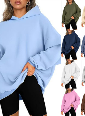 autumn winter women fleeces ladies hooded tops宽松加绒卫衣女