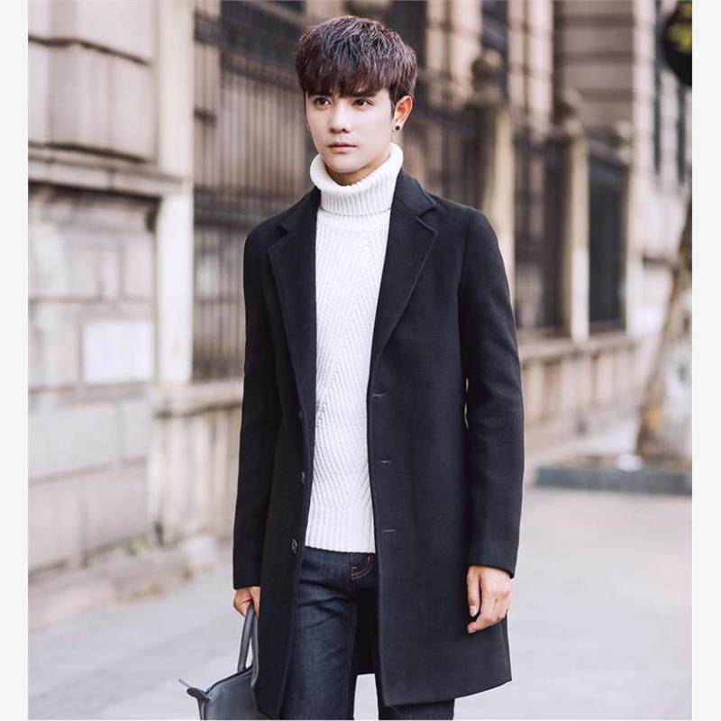 毛呢外套男青年中款昵子冬季妮子加厚尼风衣男士修身呢子大衣