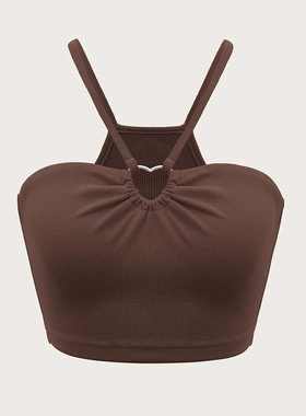 2024 Women Fashion Slim Short Ring Sleeveless Vest Suspender