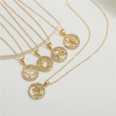 12 Constellations female fashion zircon pendant necklace项链