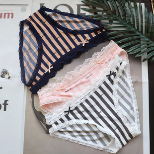 Panties Lingerie Female Cotton Brief Women Underwear Striped