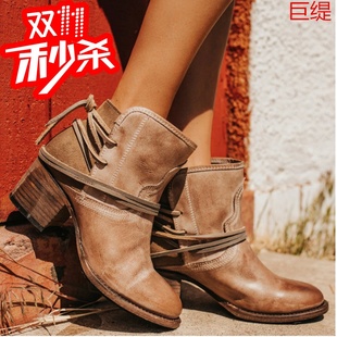 Plus-size women's ankle boots with chunky heels4243大码女靴